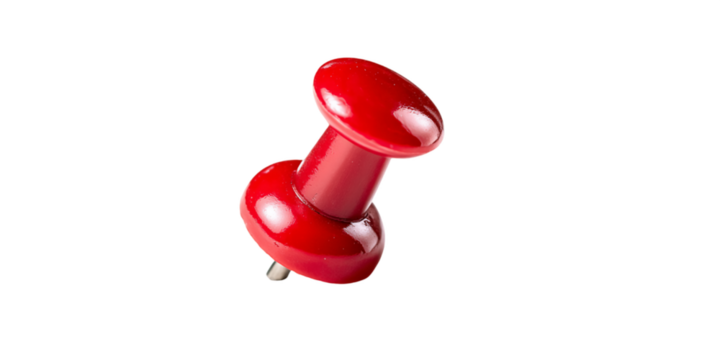 Red Pushpin on Transparent Background, PNG