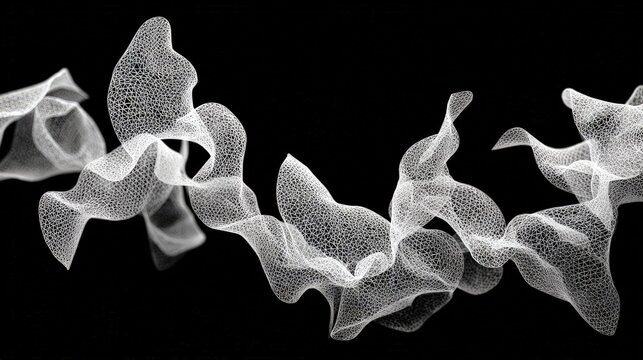 Abstract White Shapes on Black Background