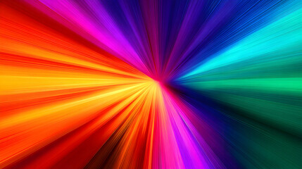 Radiant multicolored light streaks emanating from a central convergence point