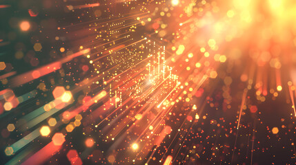 Radiant streaks of light and shimmering particles create a magical atmosphere