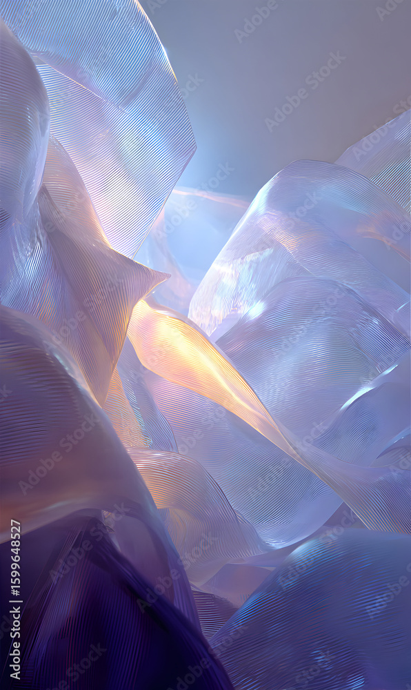 Poster abstract translucent shapes in ethereal light creating a dreamy atmospheric background perfect for d