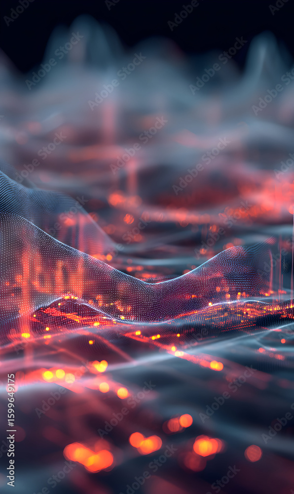 Poster abstract technological landscape depicting glowing circuits and nodes a futuristic and dynamic repre
