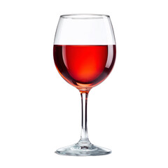 Elegant wine glass filled with deep red wine, luxurious setting, perfect for dining or celebratory occasions, copy-space available. Isolated on white background or PNG