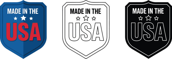 Made in usa vector logo badge icon united states american flag patriotic symbol quality product design editable