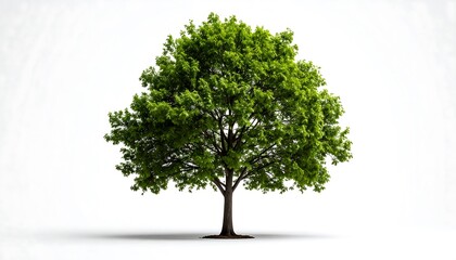 Obraz premium Single tree against white background. Lush green foliage