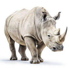 white rhinoceros or square lipped rhinoceros on white background