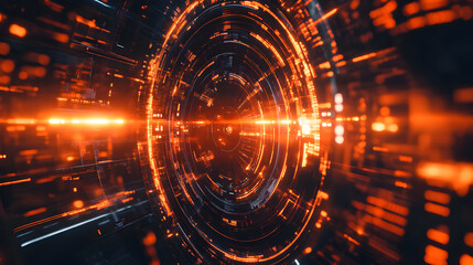 Fototapeta premium Abstract futuristic technology background with glowing lines and circular shapes