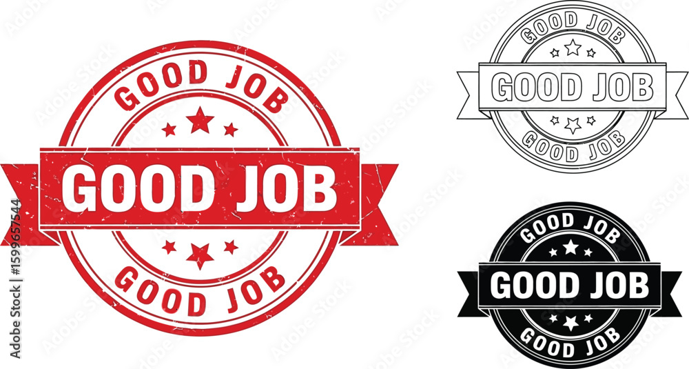 Fototapete good job stamp vector graphic design element set for achievement recognition and performance evaluat