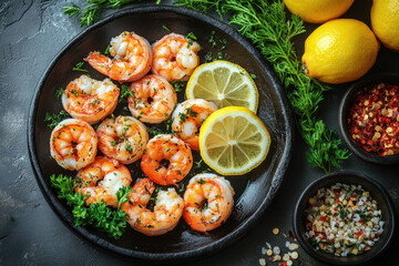 Shrimp with lemon and garlic.