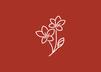 Line art frangipani logo symbolizing calm, beauty, and tropical elegance.