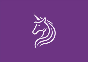 Line art unicorn logo for fantasy, dreams, and whimsical branding themes.
