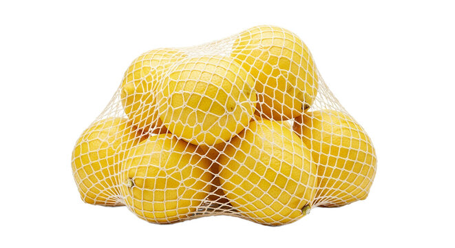 Lemons in a Mesh Bag Fresh Citrus Fruits Healthy Food Photography
