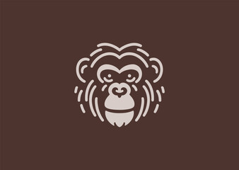 Line art chimpanzee logo symbolizing intelligence, playfulness, and nature.