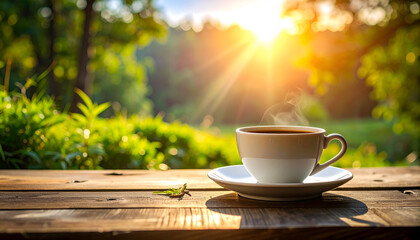 Sunrise Coffee with Garden Table.