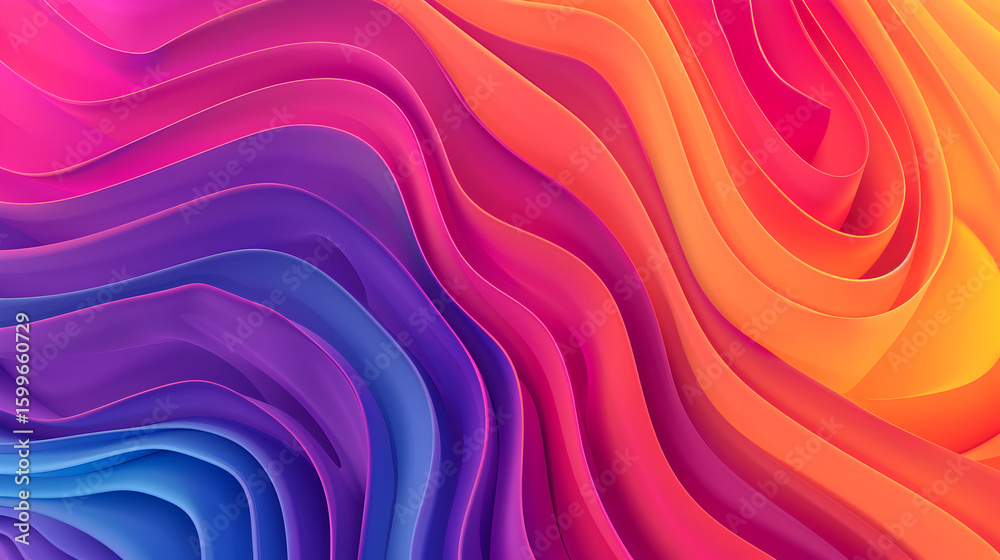 Poster abstract multicolored flowing curves gradient background with vibrant color transitions