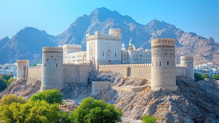 Obraz premium Ancient fortresses nestled in mountains