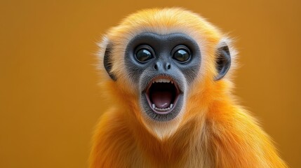 Fototapeta premium Close-up of a golden monkey with open mouth