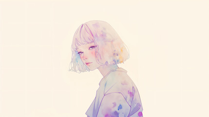 女性の水彩イラスト
