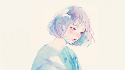 女性の水彩イラスト