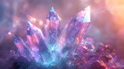 Enchanting crystal formation with vibrant hues creating a magical ambiance