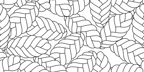 Seamless abstract pattern of braided challah bread outline for coloring or design background