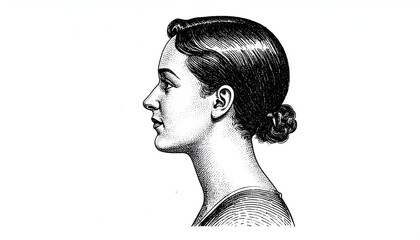 Womans Profile with Vintage Engraving.