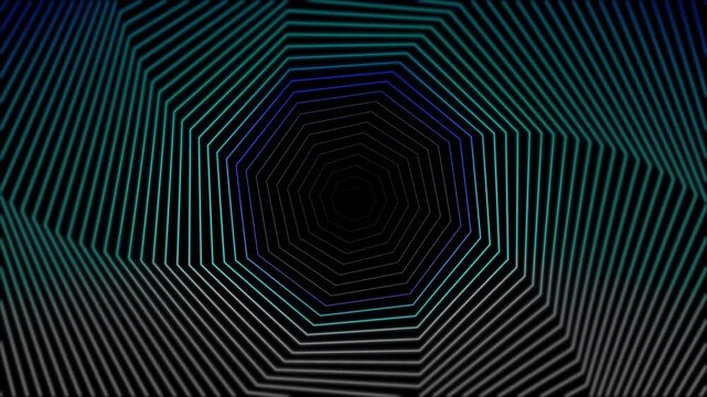 Vibrant neon octagon tunnel background perfect for digital art projects, event flyers, techno music album covers, and futuristic designs. - Powered by Adobe