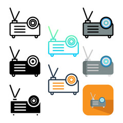 Set Projector Icon. Editable Stroke Icons. Can be used for web, mobile apps, and software.