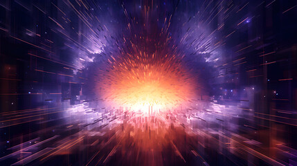 Abstract cosmic explosion of light and energy in a futuristic dimension