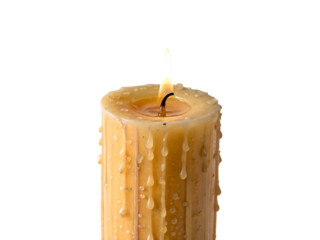 dripping wax candle with burning flame png image on transparent background