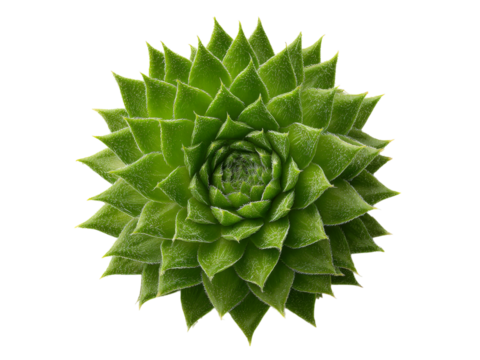 Green succulent plant rosette close up black background, Isolated On Transparent Background, Png