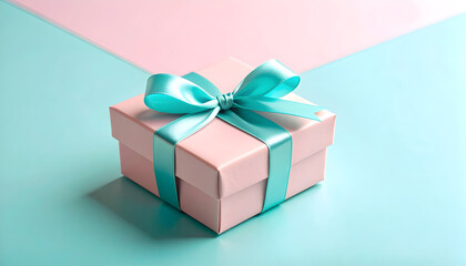 Obraz premium Elegant Pastel Gift Box on Dual Tone Background