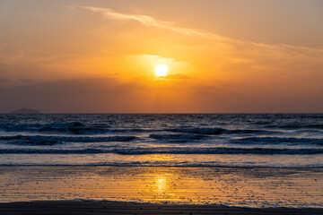 sunset over the sea in winter