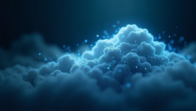 Glowing Cloud Computing Illustration with Laptops and Secure Server Connectivity