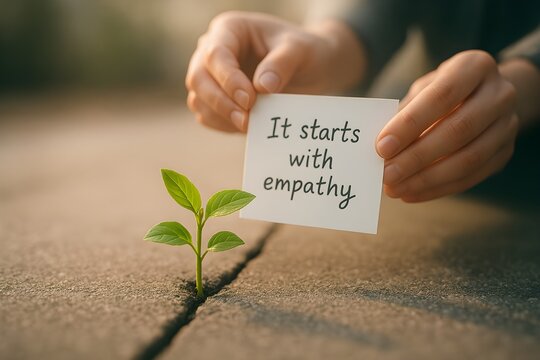 The scene emphasizes how empathy nurtures personal and collective development.