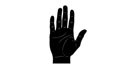 Fototapeta premium Black and white silhouette of a woman's hand with fingers spread open against a white background, a simple graphic image depicting a hand gesture