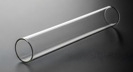 Sleek laboratory glassware showcasing transparent cylindrical form and shadow