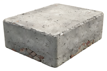 A single concrete block shows its rough texture and solid construction suitable for building and landscaping