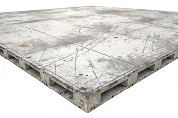 A concrete pallet with a rough texture is displayed representing industrial construction and architectural design