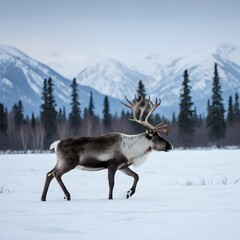 deer in the snow, snow, deer, animal, winter, nature, reindeer, mammal, wildlife,