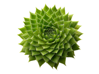 Green succulent plant rosette close up detail shot, Isolated On Transparent Background, Png