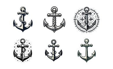 Fototapeta premium hand drawn anchor hand draw engrave icon design black white