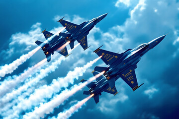Fighter Jets Soaring High Precision Flight Air Show Performance