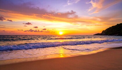 Colorful sunset over a tropical beach