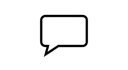Naklejka premium Simple black square speech bubble, blank text box, communication icon, dialog box, message symbol, empty chat balloon, comment graphic, conversation element, interface design, user interface, UI, UX,