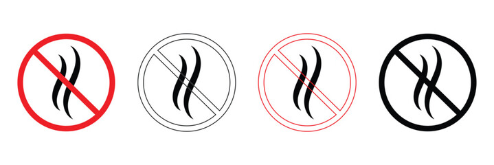 Set of no bad smell, odor, no smoking vector icon . EPS 10  .