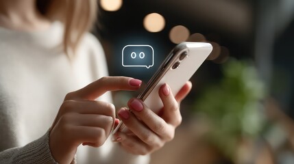 AI chatbot app responds to messages in real-time, symbolizing instant digital assistance, customer engagement automation, and intelligent communication interfaces.