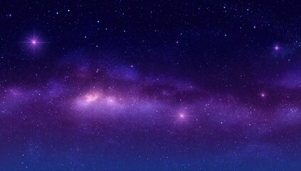 Obraz premium Stunning purple galaxy with bright stars and cosmic clouds, showcasing the beauty, mystery, and vastness of the universe in a captivating night sky scene.