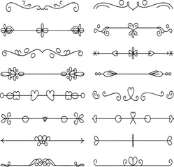 Fototapeta premium Elegant Dividers and Ornamental Borders A Collection of Decorative Line Art Elements for Graphic Design and Creative Projects