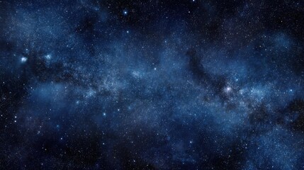 Fototapeta premium Deep blue starry sky with the Milky Way galaxy and scattered stars, evoking a sense of tranquility, wonder, and the infinite expanse of the cosmos.